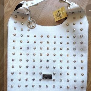 Traci Lynn White Studded Shoulder Bag